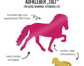 Aufkleber Islandpferd/Isländer im Tölt aus hochwertiger Autoklebefolie in mehrere Größen und Farben