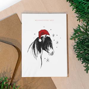 A6 Postcard with Horse Design for Christmas | Horse Motif &quot;Christmas? Where?&quot; | Christmas Postcard | Gift Idea for Horse Lovers