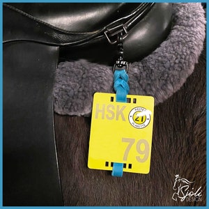 Riding badge holders / riding license plate holders pair made of greased leather Türkis