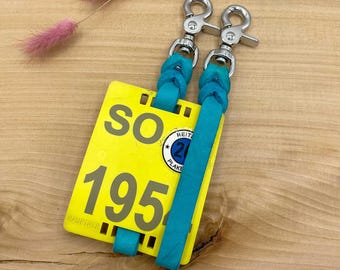 Houders voor rijbadges / identificatiebadgehouders voor motorrijders (paar) van geolied leer - verkrijgbaar in vele kleuren