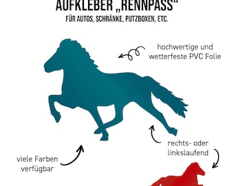 Aufkleber Islandpferd/Isländer im Rennpass aus hochwertiger Autoklebefolie in mehrere Größen und Farben
