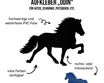 Aufkleber Islandpferd/Isländer "ODIN" im Tölt aus hochwertiger Autoklebefolie in mehrere Größen und Farben