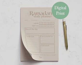 Ramadan Daily Planner 2022 Digital Download Print - Ramadan Tracker - Duas, Salat, Qur'an - Instant Download