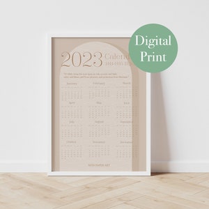 2023 Islamic Calendar Printable Digital Download - Modern Islamic Wall Art - Muslim - Gift