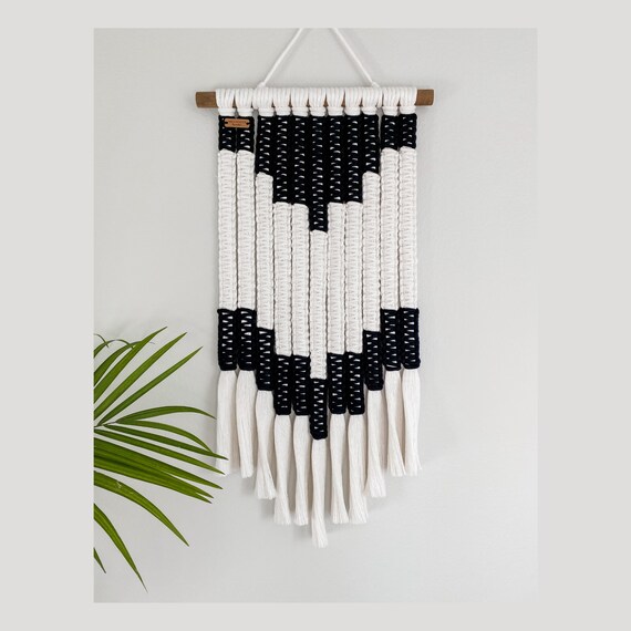 Macrame Wall Hanging Macrame Tapestry boho Wall Hanging ivory Macrame black Macrame aztec Wall Decor boho Macrame Etsy
