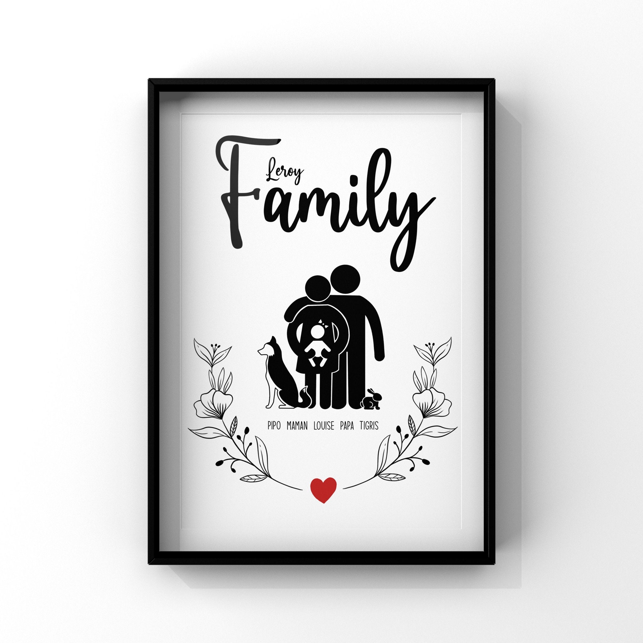 Affiche de Famille Personnalisée - Portrait Personnalisé Illustration -