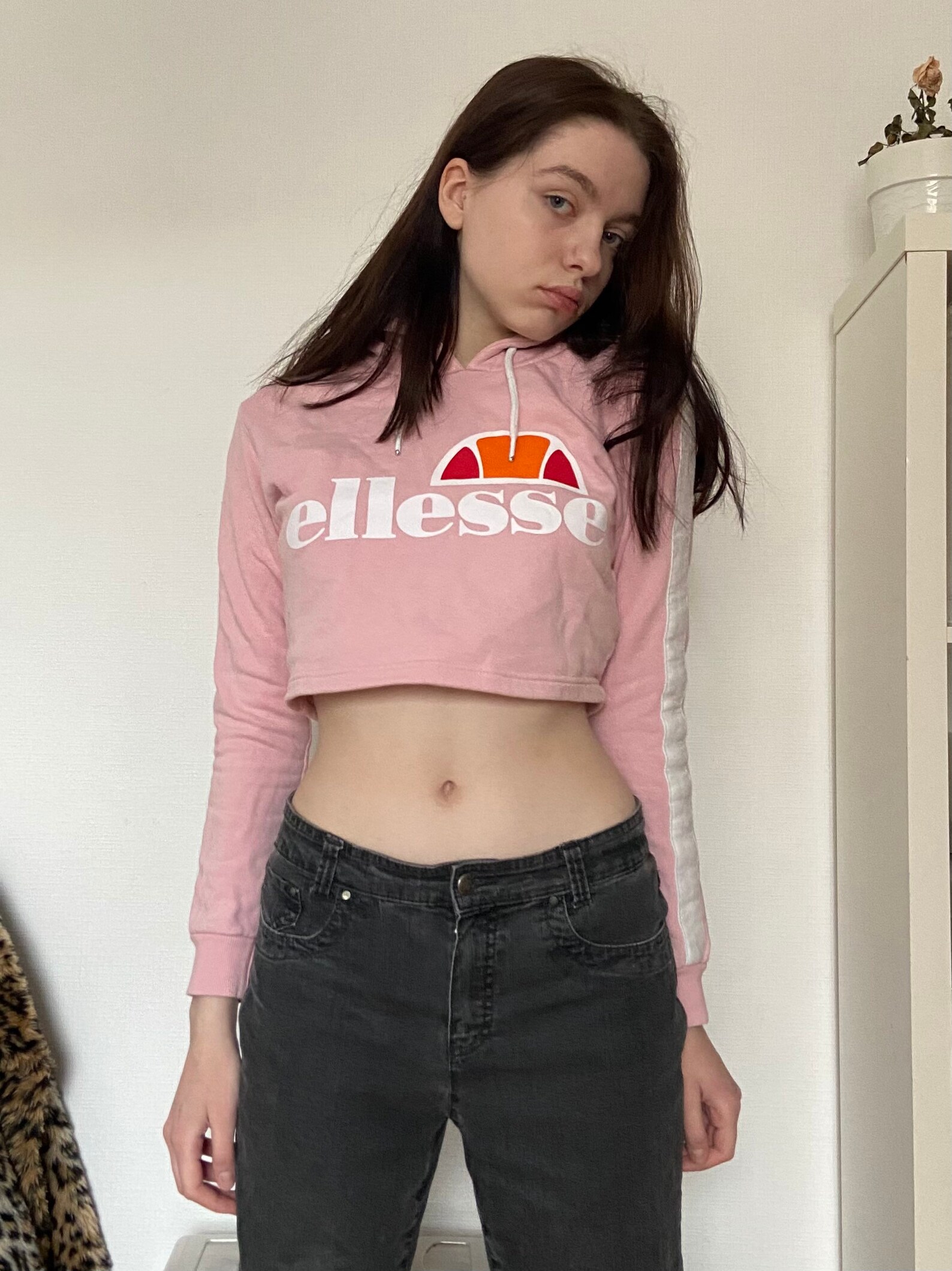 ELLESSE Pink Cropped Hoodie/ Y2k style/ 90s/ Size UK 8 Etsy
