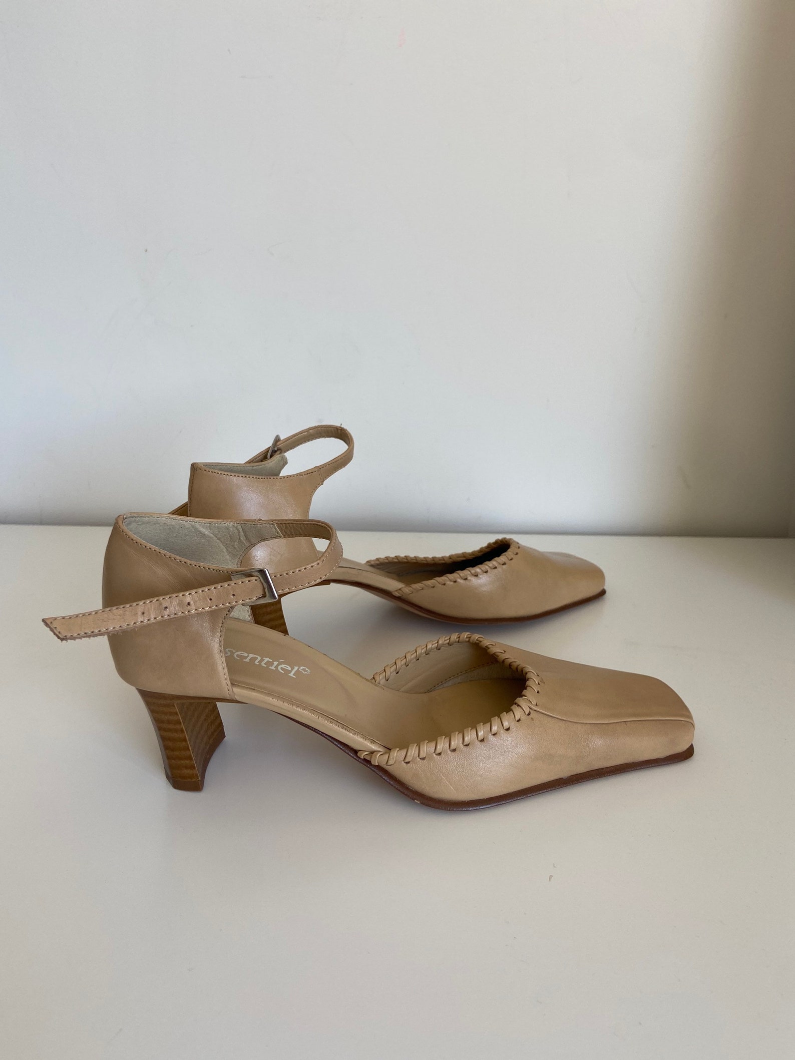 Beige Heeled Sandals/ Vintage/ 80s style/ Size EU 38 UK 5/ | Etsy