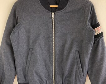 Vintage Harris Tweed Bomber Jacket 90s Zip up Varsity Jacket