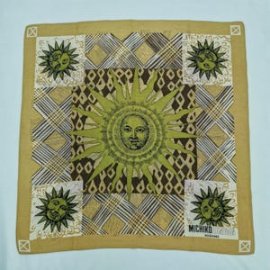 Vintage Michiko London Handkerchief Japanese Harajuku Medusa Face Bandana Authentic Accessories Neckerchief Pocket Square Scarf Gift for Him