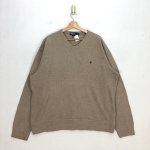 Vintage Polo Ralph Lauren Knitted Jumper Sweatshirt Ralph Lauren Pullover Sweater Ralph Lauren Embroidery Pony Logo Brown XLarge Size XL
