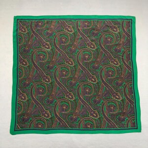 Vintage Paisley Motif Silk Scarf Vintage Hand Rolled Silk Neck Scarf Vintage 90s Twill Stole Silk Muffler Classic Wraps Silky Shawl Scarves