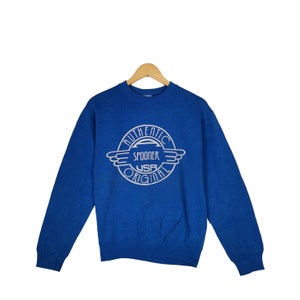 Vintage jaren 90 authentieke Spooner USA origineel sweatshirt klein logo script trui vintage damestrui heren casual trui blauw maat S