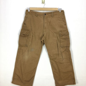 Pantalones cargo vintage Harajuku W36, color marrón, estilo japonés, multibolsillos, estilo militar, táctico, informal, talla 36x38