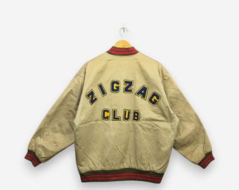 Vintage Zigzag Club Varsity Letterman Jackets 90s Checkered