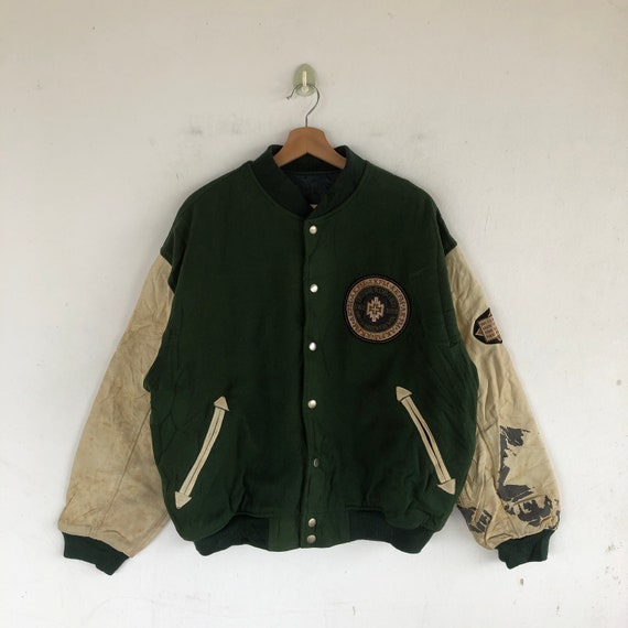 Vintage Highland Japanese Varsity Jacket 90s Men Leather