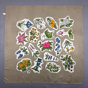Vintage Floral Abstract Silk Scarf, Vintage Square Silk Neck Scarf Vintage 90s Twill Stole Silk Muffler, Vintage Classic Wraps Shawl Scarves