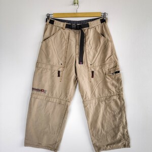 W34 Japanese Baggy Cargo Pants Beige Y2K Womens High Rise Casual Multi Pocket Utility Harajuku Adjust Techwear Tactical Trousers Size 34x26
