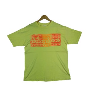 Vintage 90s Palau Palau Hawaiian T Shirt XLarge Tourist Novelty Multi Color Humor Tee Yellow Crewneck Shirt Gift for Boyfriend TeesSize XL