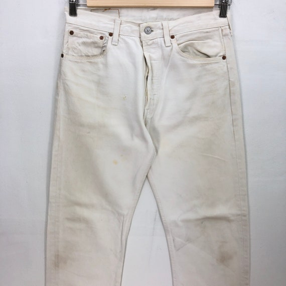 Size 31x30 Vintage Levis 501 Off Dirty White Jean… - image 3