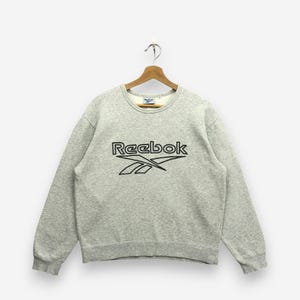 Vintage 90&#39;s Reebok Classic Gray Sweatshirt Large Reebok Sportswear Crewneck Reebok Embroidered Logo Jumper Reebok Activewear Pullover L