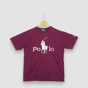 Vintage 90s Polo Ralph Lauren Tee Large Maroon Ralph Lauren Crewneck Pony Logo Shirt Classic Designer T-Shirt Streetwear Menswear Size L