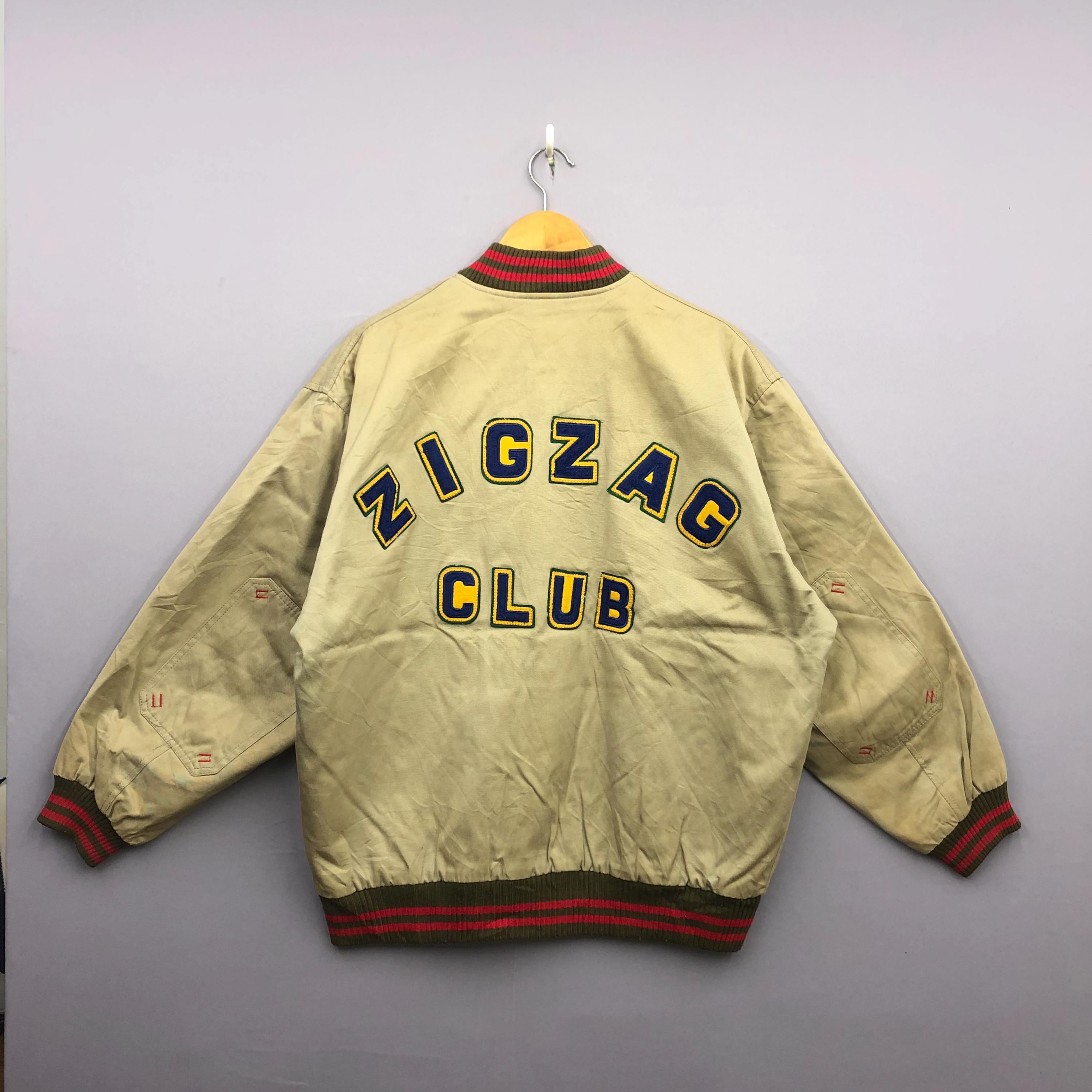 Vintage Zigzag Club Varsity Letterman Jackets 90s Checkered Vintage Zigzag Club Varsity Letterman Jackets 90s Checkered