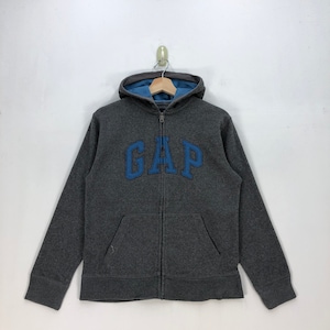 Sudadera con capucha Gap, sudadera pequeña Gap, gris/azul, jersey con cremallera completa, sudadera Gap Big Spell Out bordada para mujer, talla XS