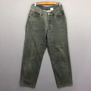 W24 Vintage Levis 501 Ash Grey Light Wash Jeans 90s Womens High Rise Pants Levi&#39;s Stone Wash Faded Black Denim Girlfriend Jeans Size 24x22