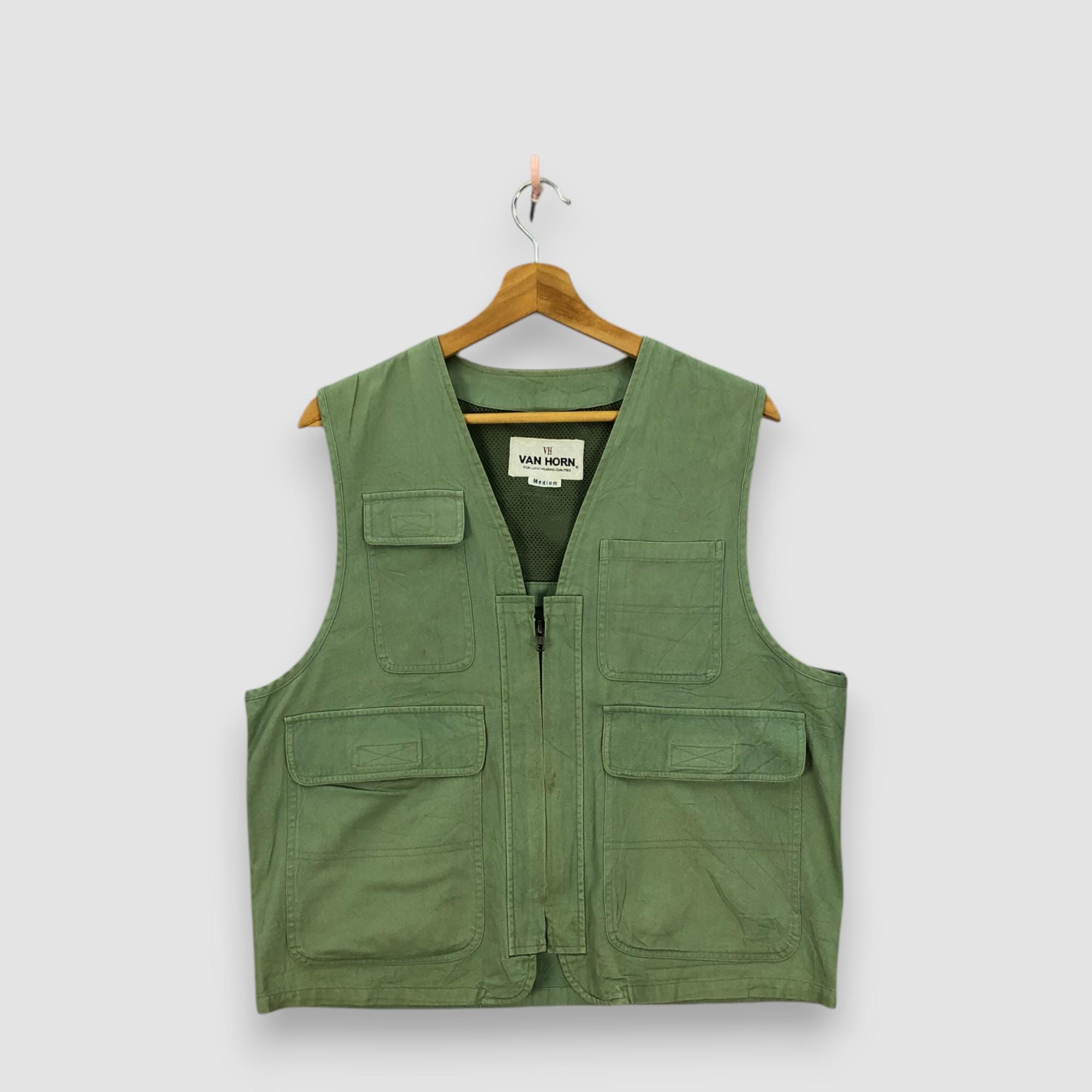 Gilet De Pêche Vintage Walker – Années 60, Coton Bleu Denim, Taille M