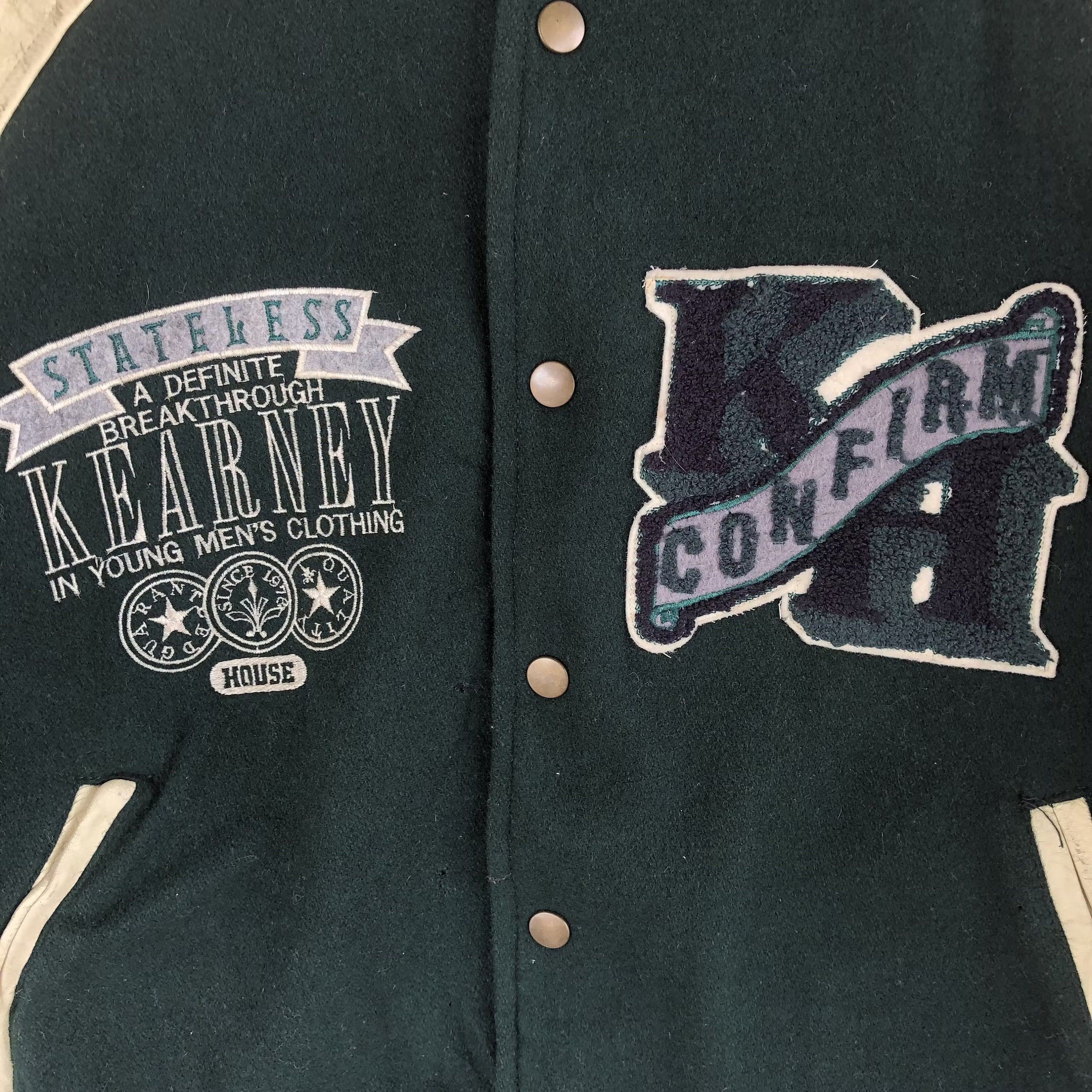 kearney house☆羊革☆ leather stadium jacket Vintage Kearney House Japan Varsity Jacket 90s Letterman