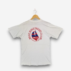 Vintage 80s West Maui Yacht Club T Shirt Small Hawaiian Crazy Shirts Novelty Tourist Souvenir Tee White Crewneck Tees Size S