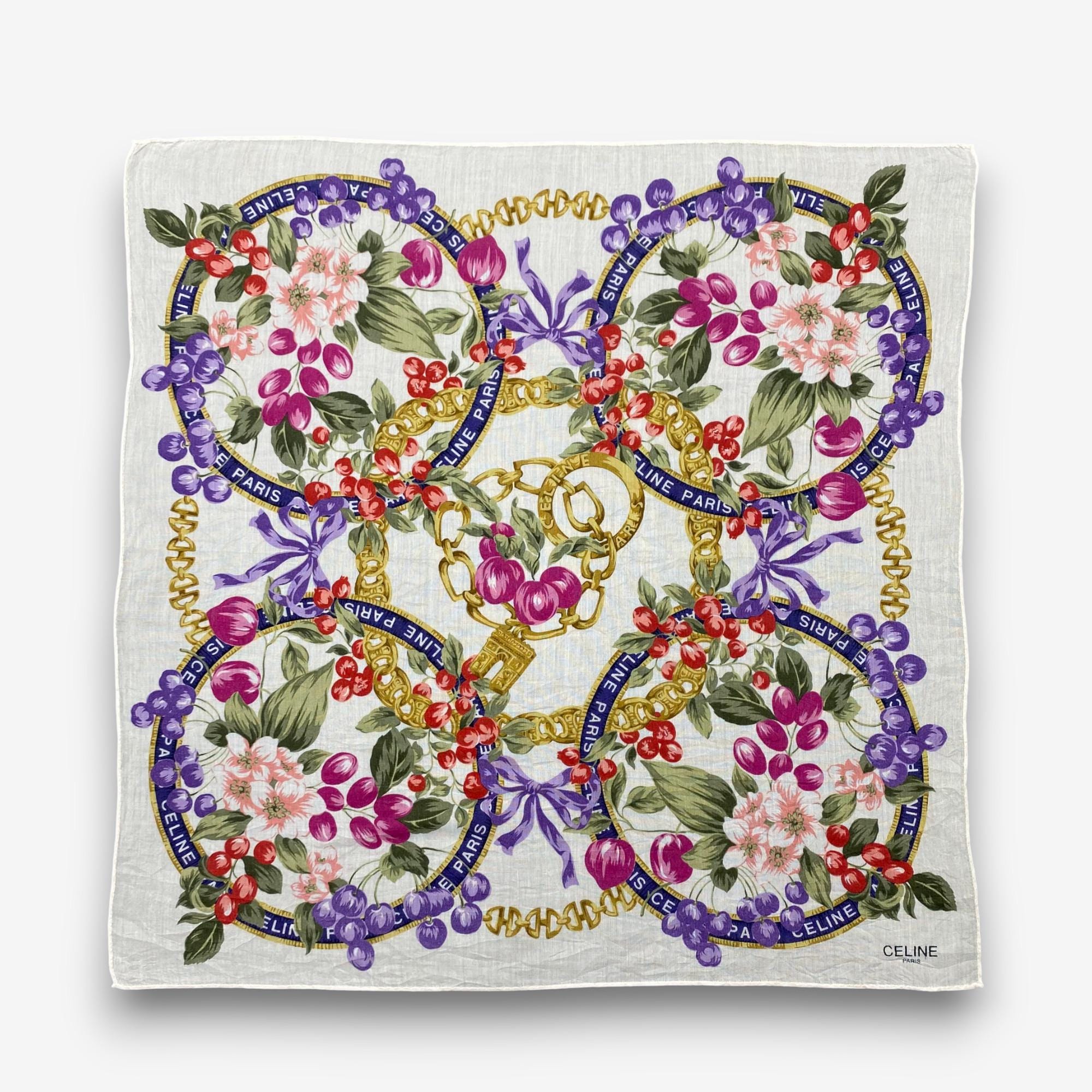 Vintage Celine Handkerchief, Celine Bandana, Celine Scarf, Celine