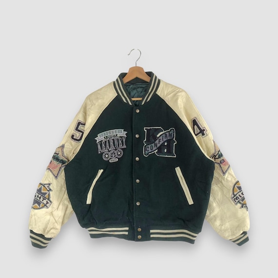 Vintage 90s Kearney House Varsity Jacket Large Wool Patchwork