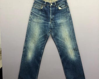 Jeans vintage Hollywood Ranch Market con cimosa, modello W31, anni '90, pantaloni a vita alta da donna HRM, gamba dritta, bottoni, jeans mom in denim Redline, taglia 31x31