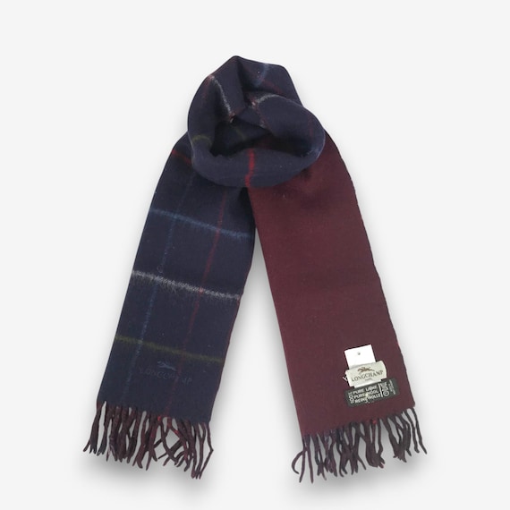 Vintage Longchamp Wool Scarf Womens Winter Accessories Muffler Longchamp Lambswool Wrapped Scarves Neckwear Luxury Mom Christmas Gift