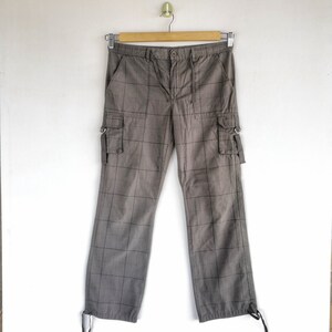 Size 34x30 Vintage Japanese Multi Pocket Pants Women Y2K Harajuku Cargo Trousers Cyberpunk Utility Military Streetwear Tactical Pants W34