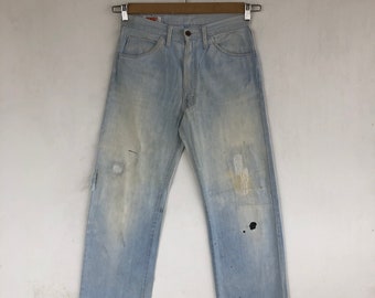 W30 Vintage Big John Light Wash Ripped Jeans 90s Big John Women High Waisted Pants Big John Distressed Sun Faded Denim Mom Jeans Size 30x31