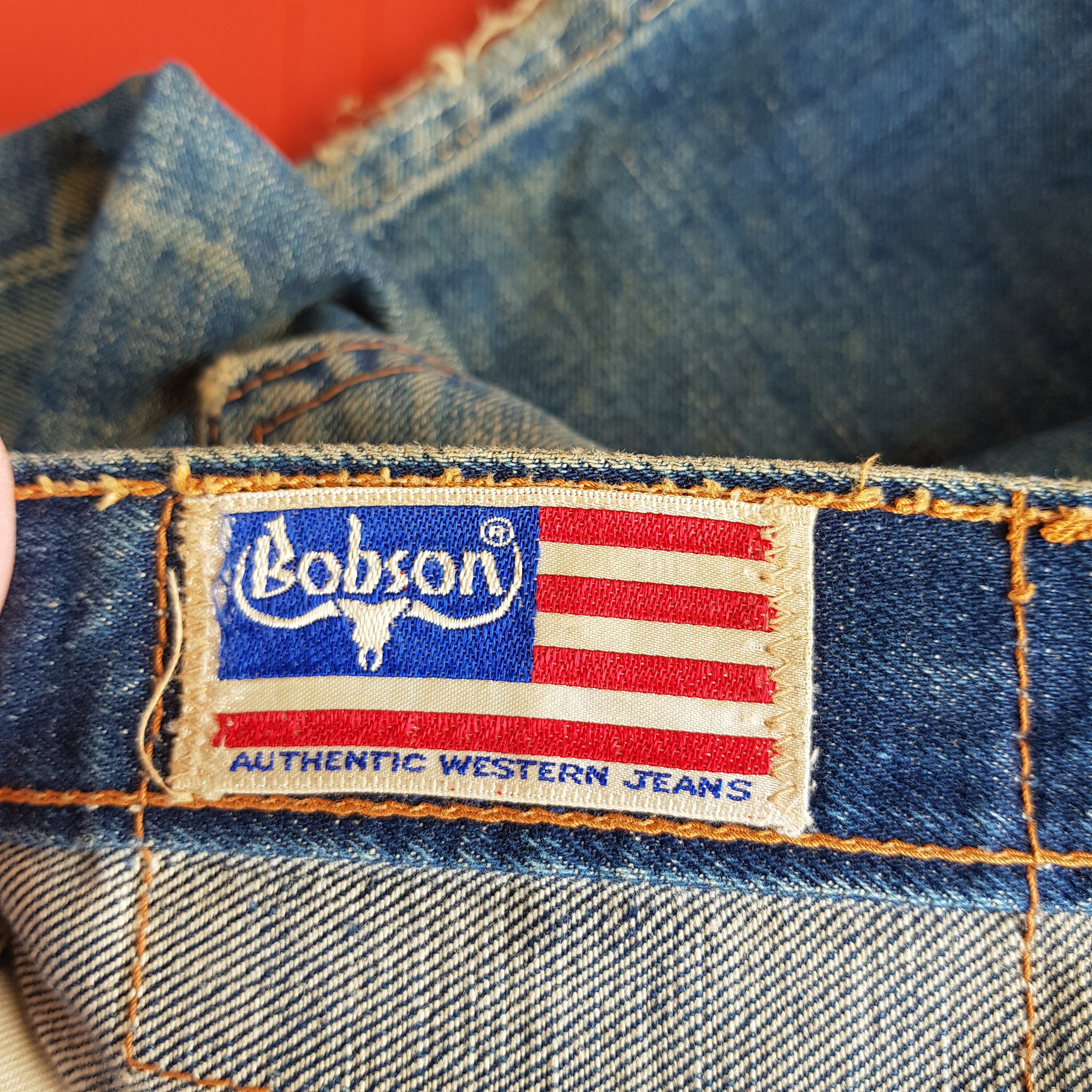 W27 Vintage Bobson Selvedge Rusty Jeans 70s Womens High W27 Vintage Bobson Selvedge Rusty Jeans 70s Womens High