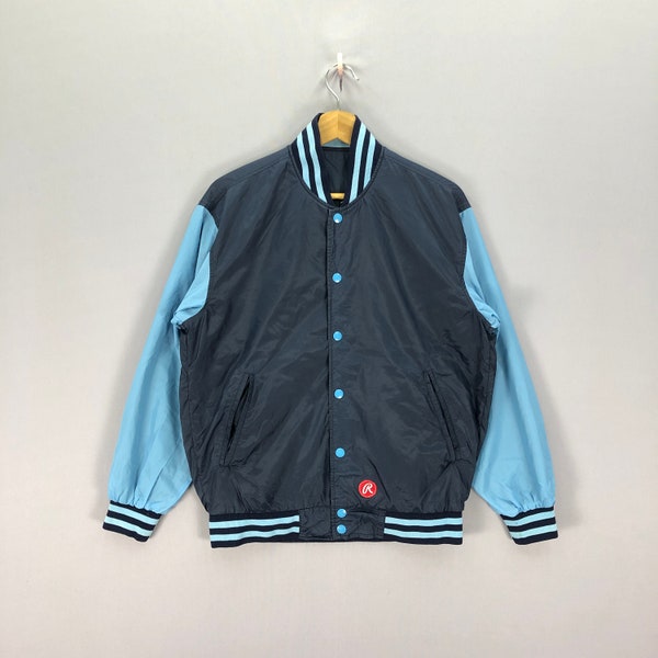 Vintage Rawling by Asics Reversible Baseball Windbreaker Jacket Medium 90's MLB Blue Navy Jacket Sportswear Company Multicolor Size M