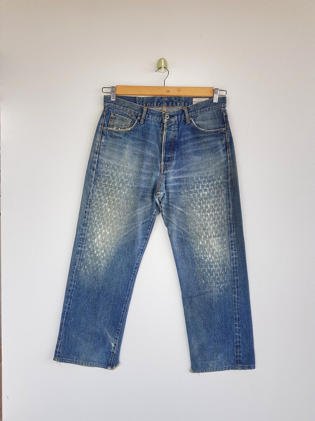 W34 Vintage Dook Selvedge Jeans Women High Waisted Oants 90s