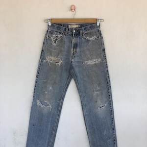 W29 Vintage Levi's 550 Baggy Light Wash Jeans Y2K Womens High Rise Pants Levis Sun Faded Stone Wash Denim Levis Girlfriend Jeans Size 29x30