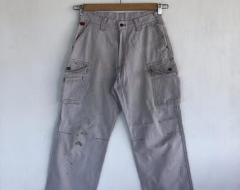 W30 Vintage 90s Japanese Cargo Pants Womens Harajuku Fatigue High Rise Military Multi Pocket Utility Techwear Tactical Trousers Size 30x29