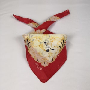 Vintage Celine Handkerchief, Celine Bandana, Celine Pocket Square, Celine Luxury Scarf, Headband, Head Wrap, Neckerchief Multicolor