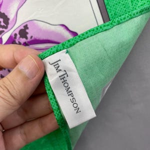 Vintage Jim Thompson sidenhalsduk, lilagröna blommönster twill silkeslena halsdukar, Cottagecore handrullad fåll halsduk accessoarer halsdukar bild 7