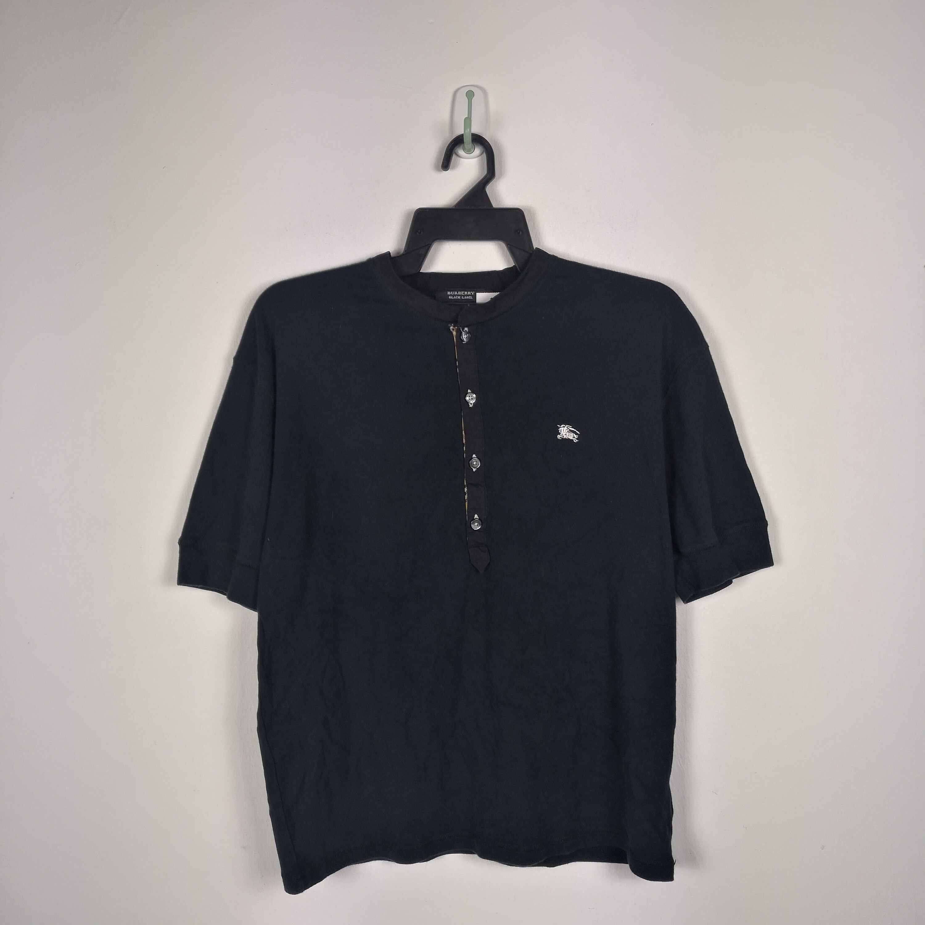 Vintage Burberry Button T Shirt 90s Burberrys Black Label Shirts 