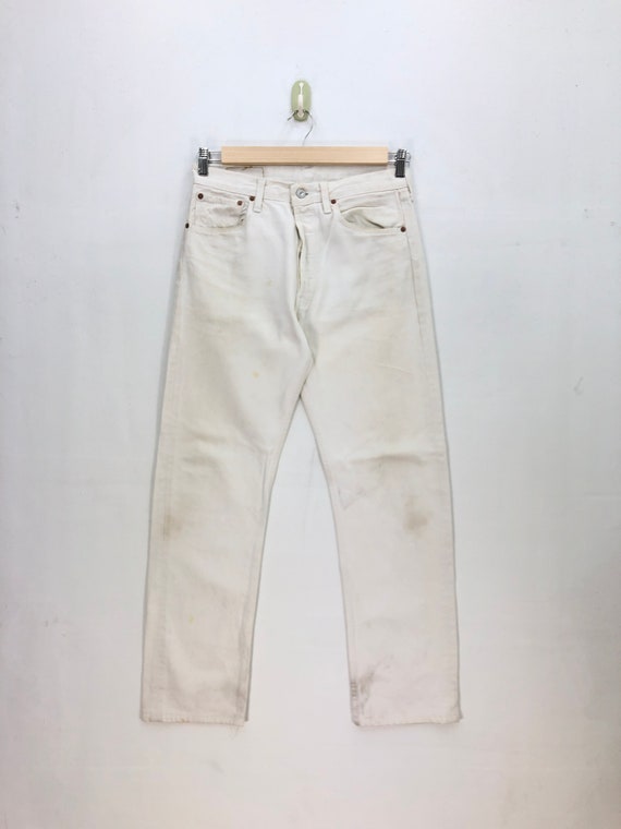 Size 31x30 Vintage Levis 501 Off Dirty White Jean… - image 1