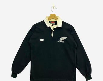90s CANTERBURY ニュージーランド製 オールブラックス 古着 M Vintage 90s Canterbury All Black New Zealand Rugby T-shirt Size M