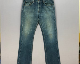 W36 Vintage Levi's 527 Faded Flare Jeans 90s Womens High Rise Bell Bottom Ripped Levis Pants Wide Leg Denim Levis Mom Jeans Size 36x34