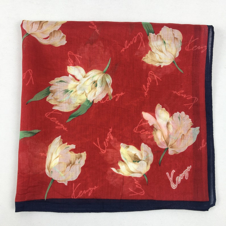 Kenzo Handkerchief Neckerchief Bandana Wrap Shawl Vintage Accessories Luxury Gift Authentic Legit Babushka Summer Scarves Mini Kerchief